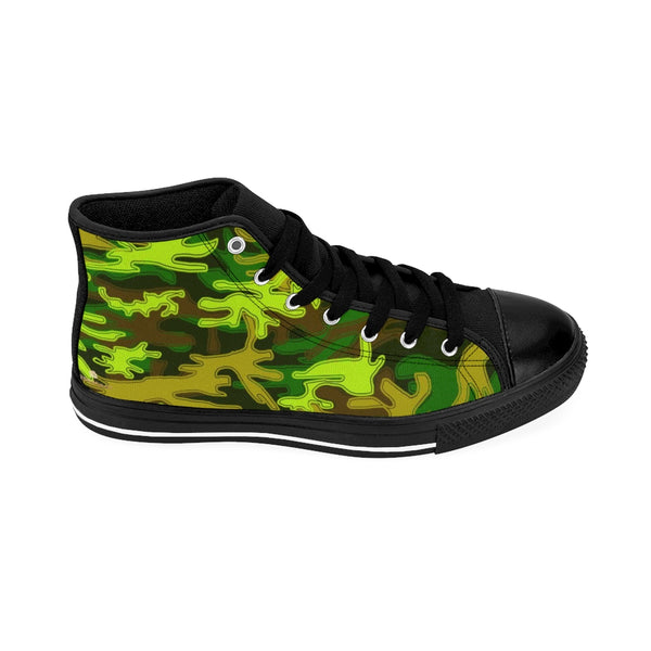 Green Camo Women's Sneakers, Military Print Designer High-top Sneakers Tennis Shoes-Shoes-Printify-Heidi Kimura Art LLCGreen Camo Women's Sneakers, Army Military Camouflage Print 5" Calf Height Women's High-Top Sneakers Running Canvas Shoes (US Size: 6-12)