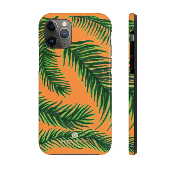 Orange Tropical Print Phone Case, Palm Leaf Case Mate Tough Phone Cases-Made in USA - Heidikimurart Limited 