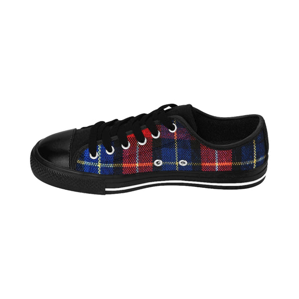 Red Plaid Print Women's Sneakers