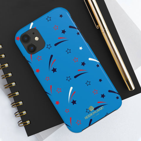 American Patriotic Print Phone Case, Blue Case Mate Tough Phone Cases-Made in USA - Heidikimurart Limited  American Patriotic Print Phone Case, Blue July 4th American Style Modern Designer Case Mate Tough Phone Case For iPhones and Samsung Galaxy Devices-Printed in USA