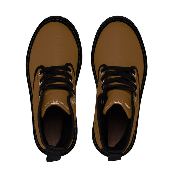 Dark Brown Men's Boots, Solid Color Print Men's Canvas Winter Bestseller Premium Quality Laced Up Boots Anti Heat + Moisture Designer Men's Winter Boots (US Size: 7-10.5)