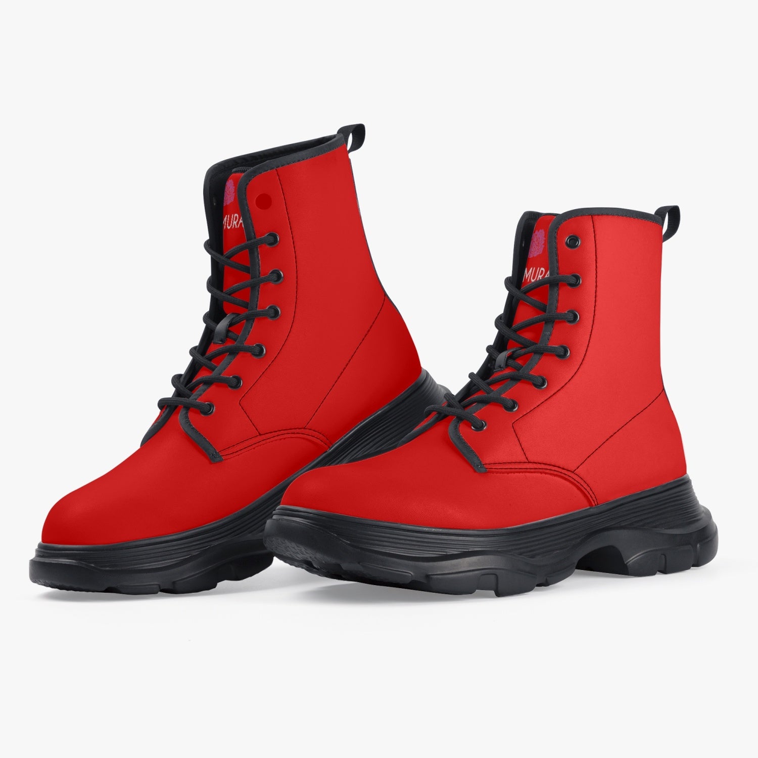 Red Unisex Winter Boots, Best Casual Leather Chunky Boots