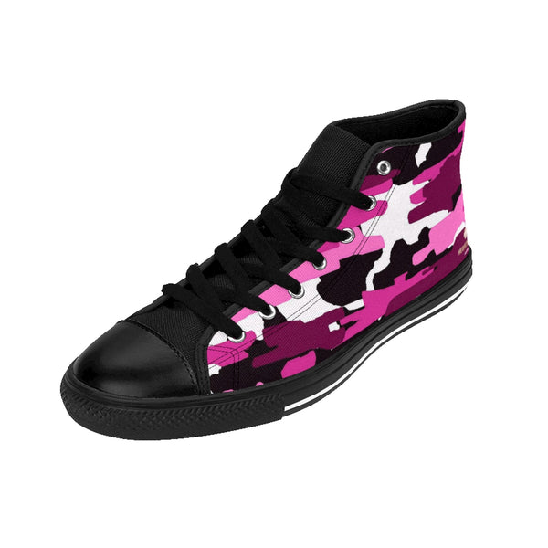 Pink Purple Camouflage Army Military Print Men's High-top Sneakers Tennis Shoes-Men's High Top Sneakers-Heidi Kimura Art LLC