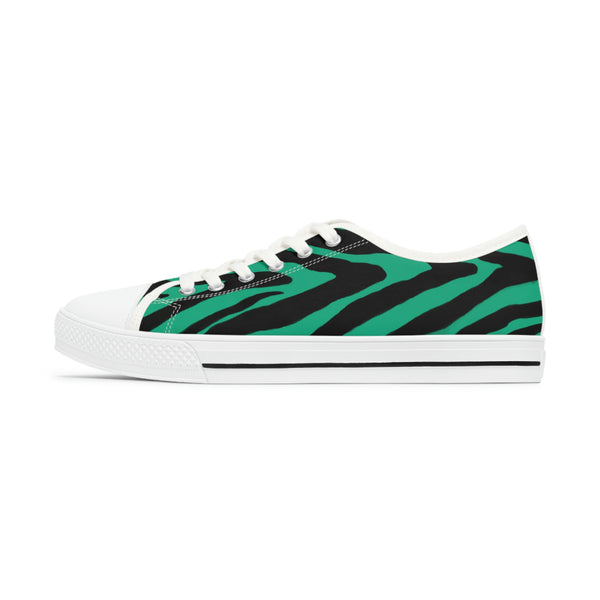 Green Zebra Print Ladies' Sneakers, Best Zebra Striped Animal Print Basic Essential Women's Low Top Sneakers Tennis Shoes, Canvas Fashion Sneakers With Durable Rubber Outsoles and Shock-Absorbing Layer and Memory Foam Insoles&nbsp;(US Size: 5.5-12)