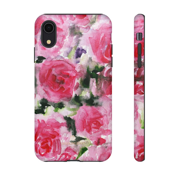 Pink Rose Floral Tough Cases, Roses Flower Print Best Designer Phone Case-Made in USA-Phone Case-Printify-iPhone XR-Matte-Heidi Kimura Art LLC