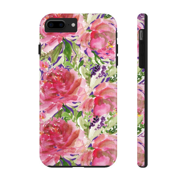 Purple Pink Rose Print Phone Case, Floral Print Case Mate Tough Phone Cases-Made in USA - Heidikimurart Limited 