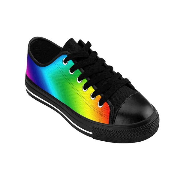 Rainbow Best Women's Sneakers, Gay Pride Colorful Best Ladies' Tennis Shoes Canvas Low Tops