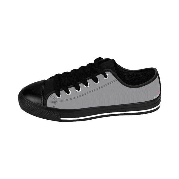 Ash Grey Women's Low Top Sneakers, Grey Solid Color Designer Low Top Women's Canvas Bright Best Quality Premium Fashion Casual Sneakers Tennis Running Athletic Shoes (US Size: 6-12)