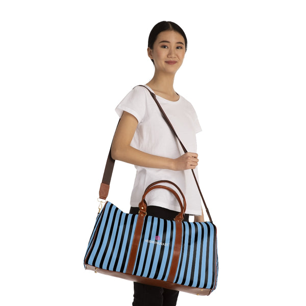 Blue Striped Waterproof Travel Bag