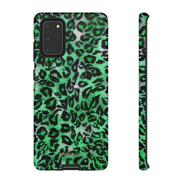 Green Leopard Phone Case, Animal Print Tough Designer Phone Case -Made in USA-Phone Case-Printify-Samsung Galaxy S20+-Glossy-Heidi Kimura Art LLC