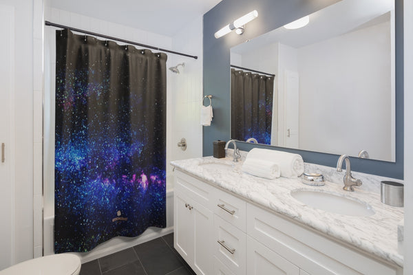 Dark Mysterious Galaxy Universe Designer Large Shower Curtains- Printed in USA-Shower Curtain-71" x 74"-Heidi Kimura Art LLC Dark Galaxy Shower Curtains, Dark Mysterious Galaxy Universe Print Designer Polyester Large 100% 71x74 inches Shower Curtains- Printed in USA