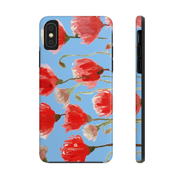 Blue Red Tulip Phone Case, Floral Print Flower Case Mate Tough Phone Cases-Made in USA - Heidikimurart Limited 