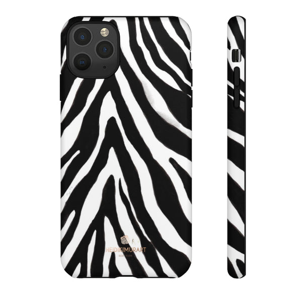 Zebra Stripe Phone Case, Animal Print Tough Designer Phone Case -Made in USA-Phone Case-Printify-iPhone 11 Pro Max-Matte-Heidi Kimura Art LLC