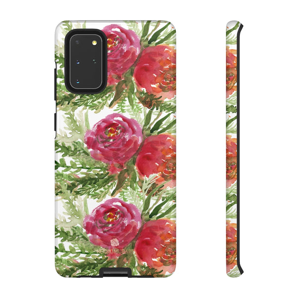 Red Orange Floral Phone Case, Flower Print Tough Designer Phone Case -Made in USA-Phone Case-Printify-Samsung Galaxy S20+-Glossy-Heidi Kimura Art LLC