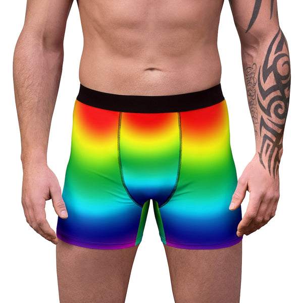 Colorful Rainbow Men's Boxer Briefs, Gay Pride Sexy Underwear-All Over Prints-Printify-Heidi Kimura Art LLC Colorful Rainbow Men's Boxer Briefs, Ombre Vibrant Gay Pride Sexy