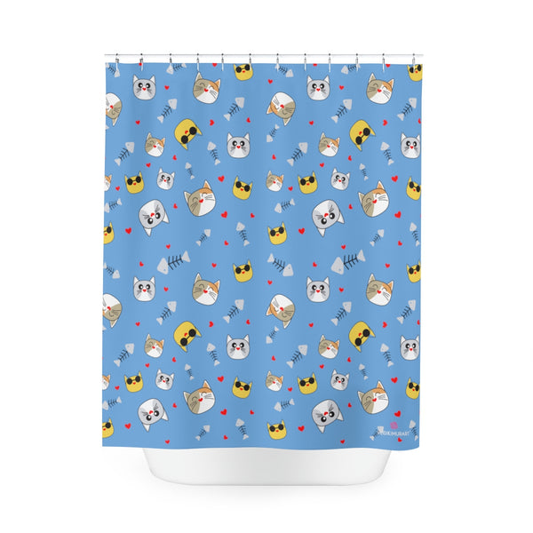 Cat Print Polyester Shower Curtain