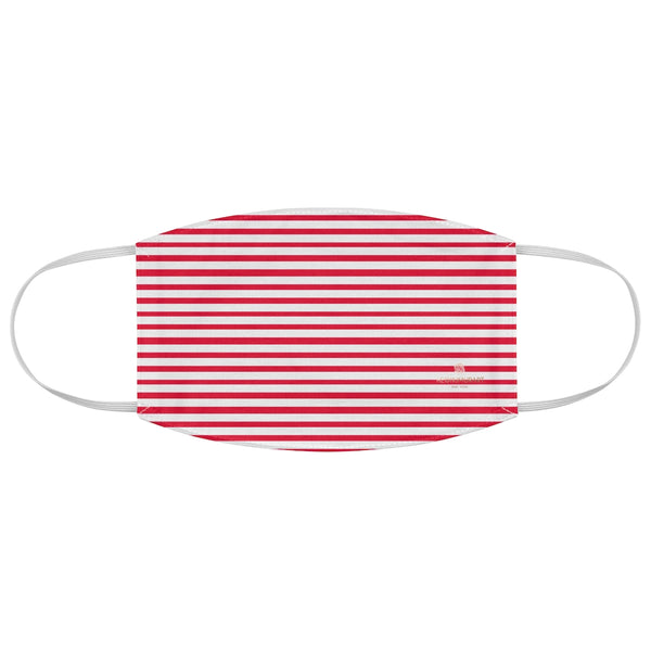Red Horizontally Striped Face Mask, Adult Designer Horizontal Stripes Fashion Face Mask For Men/ Women, Designer Premium Quality Modern Polyester Fashion 7.25" x 4.63" Fabric Non-Medical Reusable Washable Chic One-Size Face Mask With 2 Layers For Adults With Elastic Loops-Made in USA