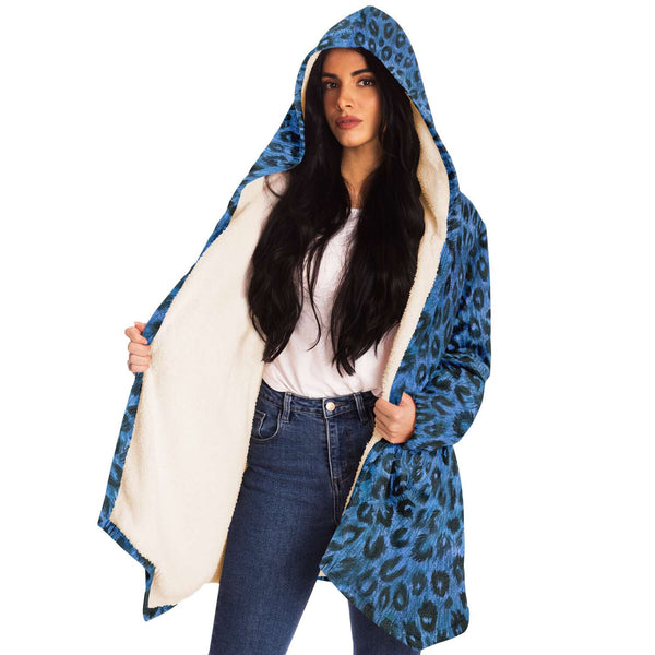 Blue Leopard Unisex Designer Cloak - Heidikimurart Limited 
