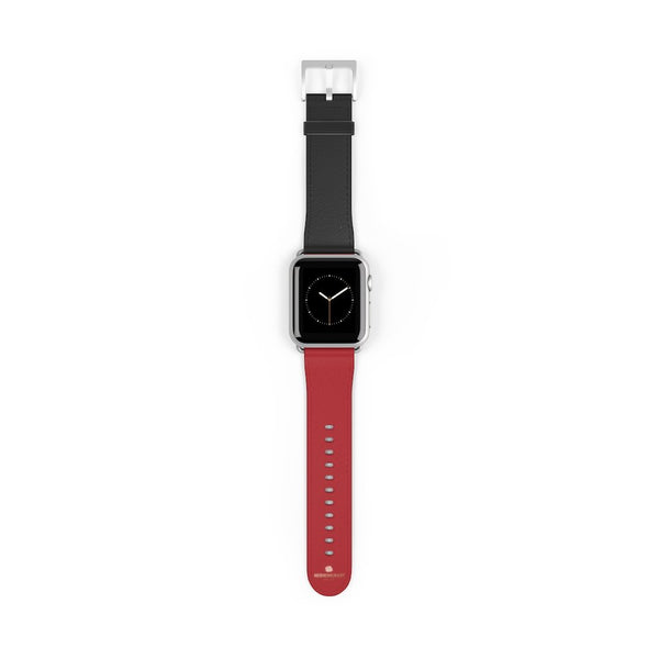 Burgundy Red Black Dual Color 38mm/42mm Watch Band For Apple Watch- Made in USA-Watch Band-38 mm-Silver Matte-Heidi Kimura Art LLC
