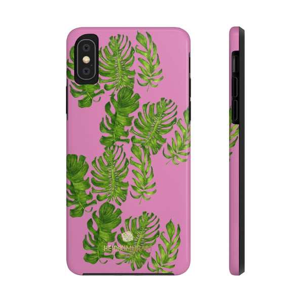 Pink Green Tropical Phone Case, Palm Leaf Print Case Mate Tough Phone Cases-Made in USA - Heidikimurart Limited 