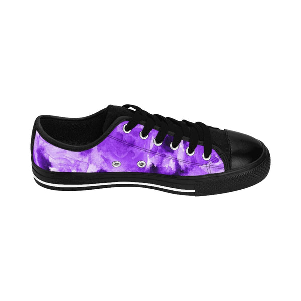 Purple Abstract Women's Sneakers, Purple Floral Print Designer Women's Low Top Sneakers Footwear Casual Running Tennis Shoes (US Size: 6-12)
