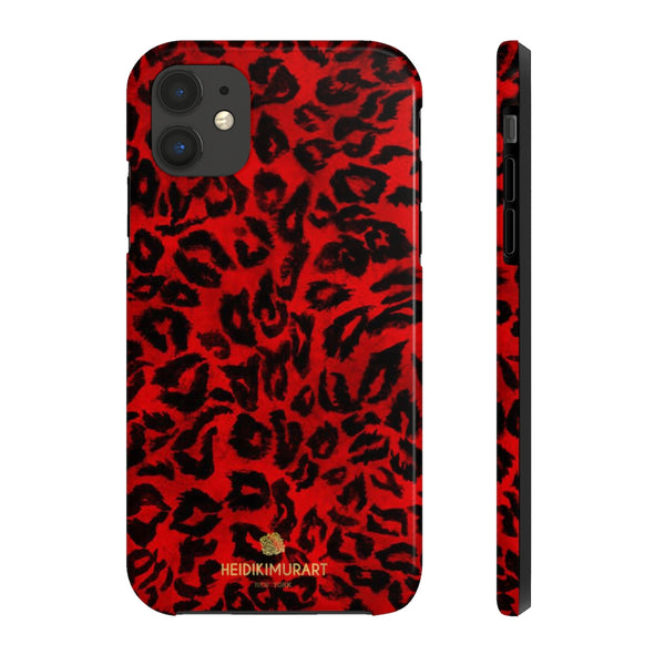 Red Leopard Print Phone Case, Animal Print Case Mate Tough Phone Cases-Made in USA - Heidikimurart Limited 