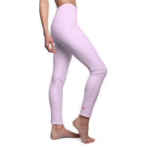 Pastel Pink Women's Casual Leggings, Solid Color Pink Polyester