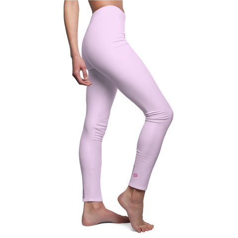 Pastel Pink Women's Casual Leggings, Solid Color Pink Polyester Brushed Suede Soft Tights, Solid Color Best Women's Tights / Casual Leggings For Women - Made in USA (US Size: XS-2XL)