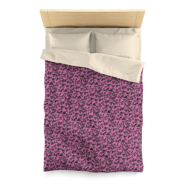 Pink Floral Microfiber Duvet Cover