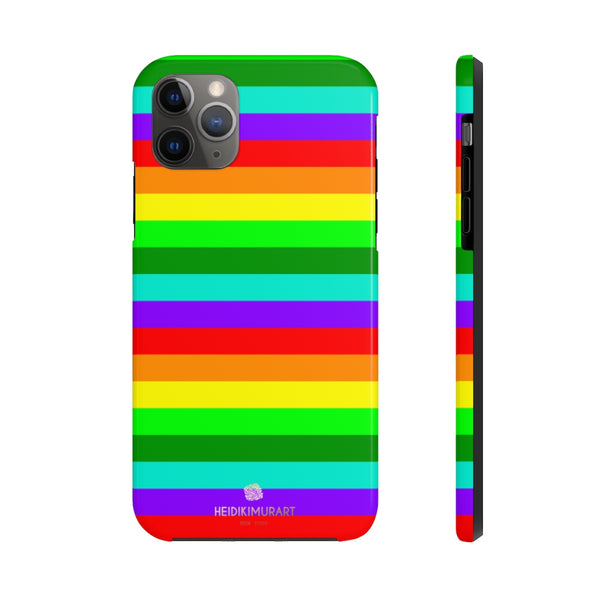 Rainbow Stripe Gay Pride iPhone Case, Colourful Case Mate Tough Samsung Galaxy Phone Cases-Phone Case-Printify-iPhone 11 Pro Max-Heidi Kimura Art LLC