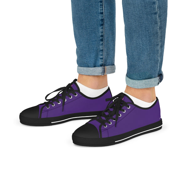 Dark Purple Color Men's Sneakers, Best Solid Purple Color Men's Low Top Sneakers Tennis Canvas Shoes (US Size: 5-14)