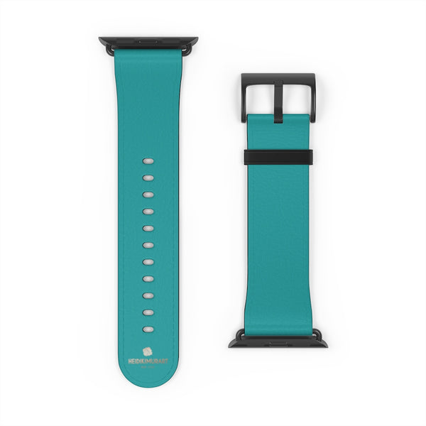 Teal Blue Solid Color 38mm/42mm Watch Band Strap For Apple Watches- Made in USA-Watch Band-Heidi Kimura Art LLC
