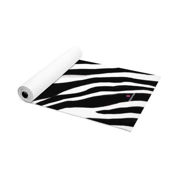 Black Zebra Foam Yoga Mat, Animal Print Wild & Fun Stylish Lightweight 0.25" thick Best Designer Gym or Exercise Sports Athletic Yoga Mat Workout Equipment - Printed in USA (Size: 24″x72")