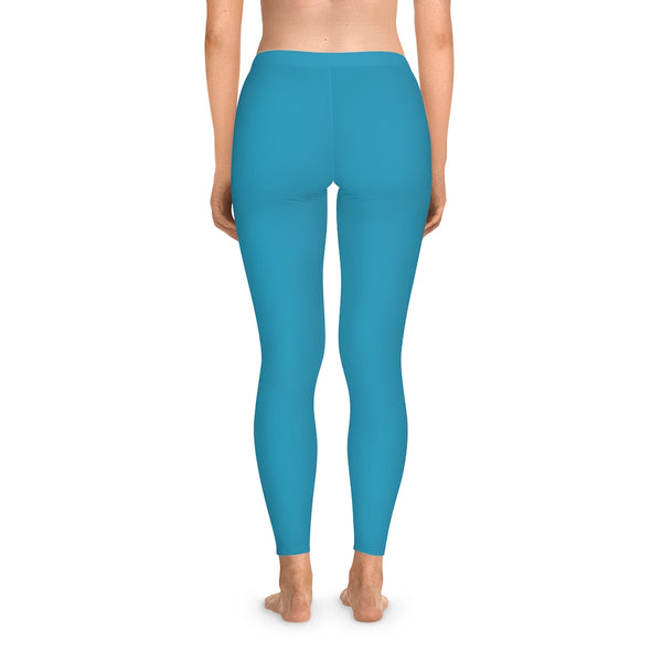 Sky Blue Solid Color Tights, Blue Solid Color Designer Comfy Women's Stretchy Leggings- Made in USA