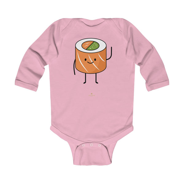Salmon Sushi Lover Baby Boy or Girls Infant Kids Long Sleeve Bodysuit - Made in USA-Infant Long Sleeve Bodysuit-Pink-NB-Heidi Kimura Art LLC
