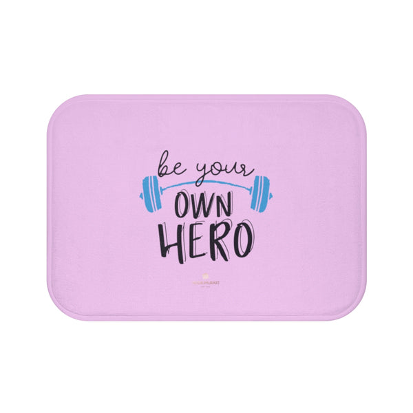 Light Pink "Be Your Own Hero" Inspirational Quote Microfiber Bath Mat- Printed in USA-Bath Mat-Small 24x17-Heidi Kimura Art LLC