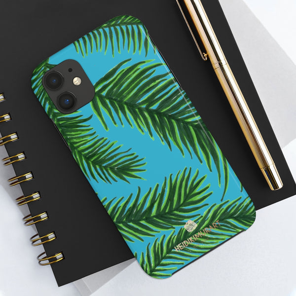 Sky Blue Tropical Print Phone Case, Palm Leaf Case Mate Tough Phone Cases-Made in USA - Heidikimurart Limited 