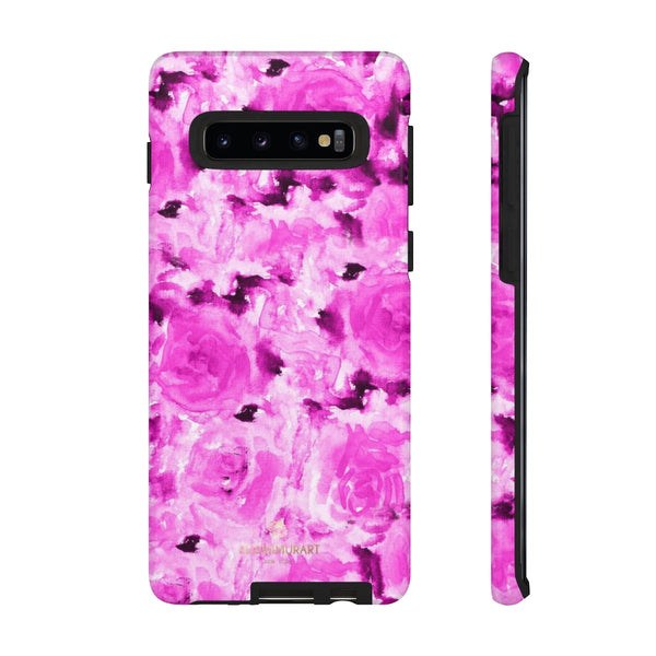 Hot Pink Floral Print Phone Case, Abstract Print Tough Cases, Designer Phone Case-Made in USA-Phone Case-Printify-Samsung Galaxy S10-Glossy-Heidi Kimura Art LLC