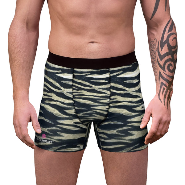 Tiger Stripes Men's Boxer Briefs, Animal Print Designer Best Underwear For Men, Best Underwear For Men Sexy Hot Men's Boxer Briefs Hipster Lightweight 2-sided Soft Fleece Lined Fit Underwear - (US Size: XS-3XL)