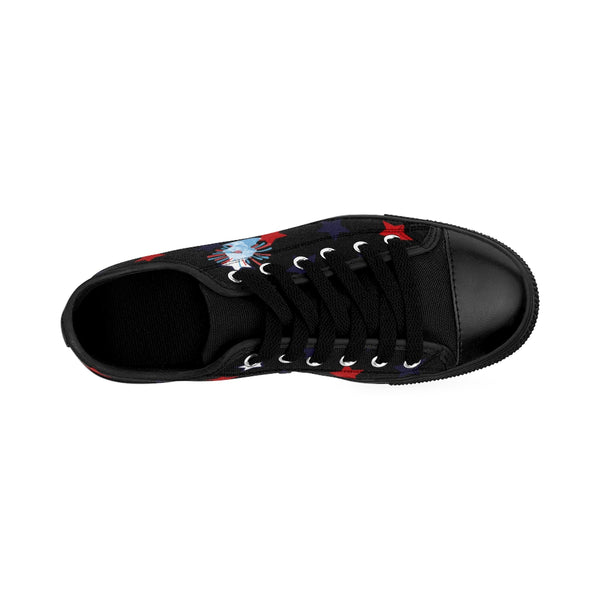 Men's July 4th Print Men's Low Top Black Sneakers Running Tennis Shoes (US Size: 6-14)-Men's Low Top Sneakers-Heidi Kimura Art LLC
