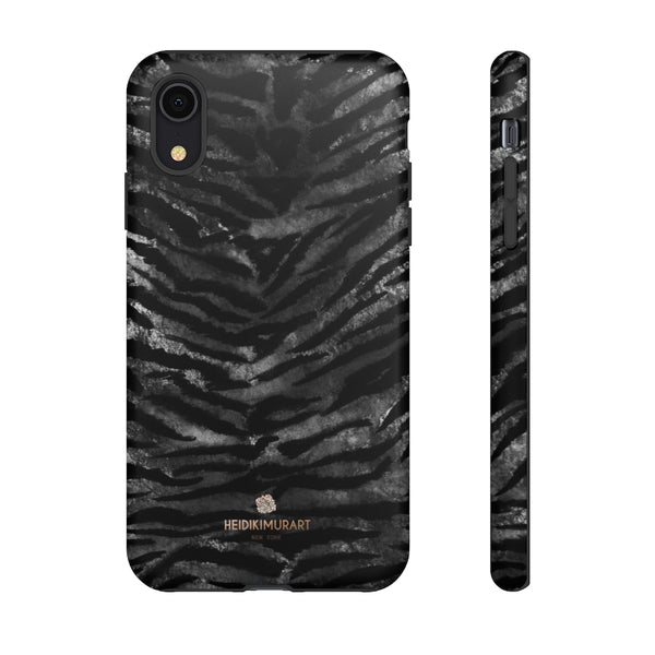 Black Tiger Stripe Tough Cases, Animal Print Best Designer Phone Case-Made in USA-Phone Case-Printify-iPhone XR-Matte-Heidi Kimura Art LLC