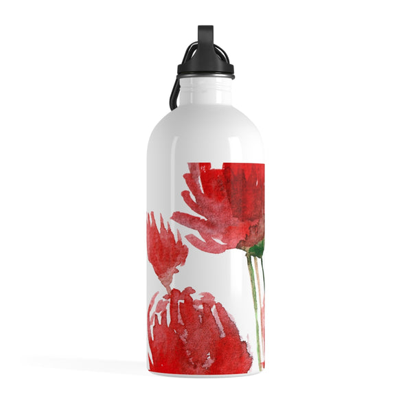 Red Poppy Flower Floral Print Full Size Light Stainless Steel 14 oz. Water Bottle - Made in USA-Mug-14oz-Heidi Kimura Art LLC