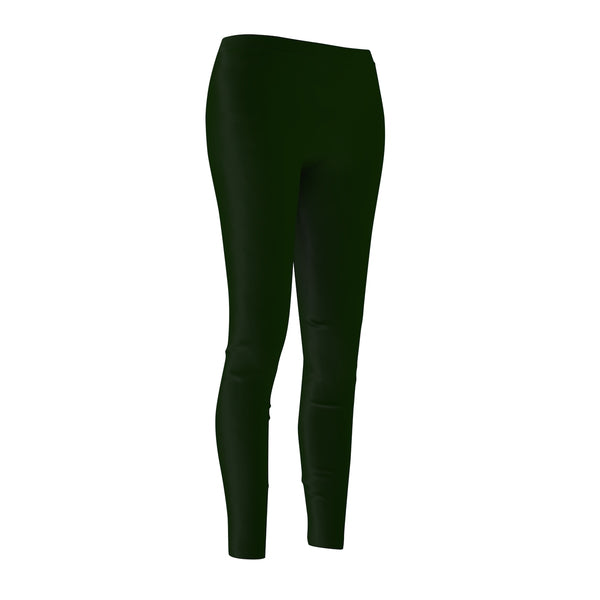 Basil Green Women's Casual Leggings, Classic Solid Color Print Best Tights - Made in USA-Casual Leggings-Heidi Kimura Art LLC