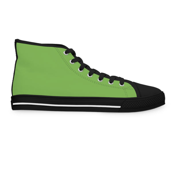 Light Green Ladies' High Tops, Solid Light Green Color Best Quality Women's High Top Fashion Canvas Sneakers Tennis Shoes (US Size: 5.5-12)