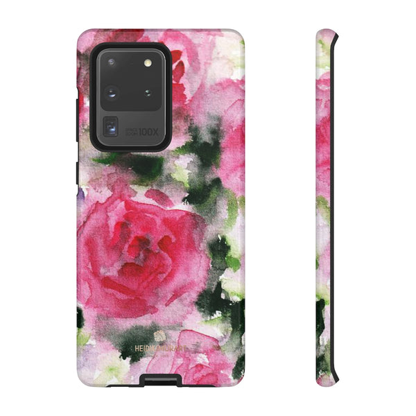 Pink Rose Floral Tough Cases, Flower Print Best Designer Phone Case-Made in USA-Phone Case-Printify-Samsung Galaxy S20 Ultra-Glossy-Heidi Kimura Art LLC