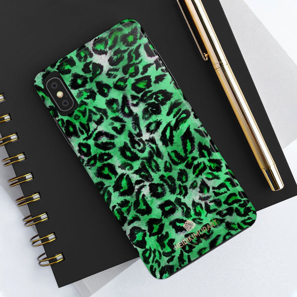 Green Leopard Print Phone Case, Animal Print Case Mate Tough Phone Cases-Made in USA - Heidikimurart Limited 