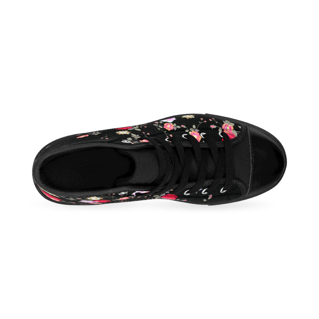 Floral Rose Print Men's Sneakers