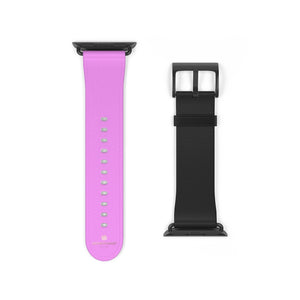 Pink Black Duo Solid Color Print 38mm/42mm Watch Band For Apple Watch- Made in USA-Watch Band-38 mm-Black Matte-Heidi Kimura Art LLC