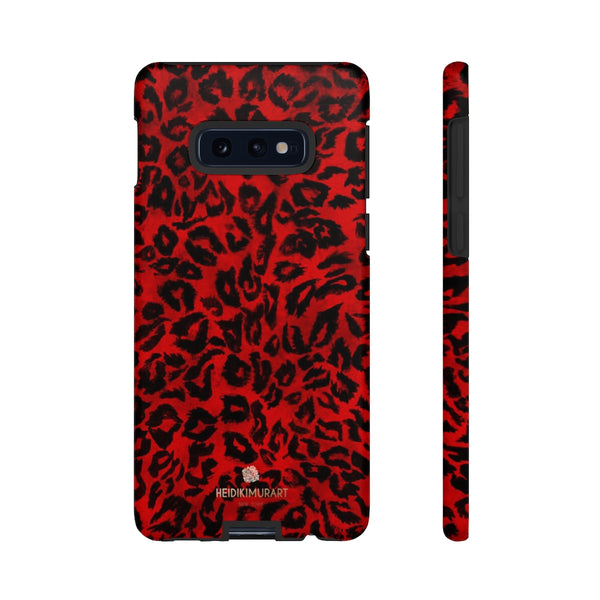 Red Leopard Print Phone Case, Animal Print Tough Designer Phone Case -Made in USA-Phone Case-Printify-Samsung Galaxy S10E-Matte-Heidi Kimura Art LLC