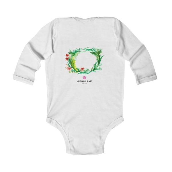 Fall Floral Print Baby's Infant Cotton Long Sleeve Bodysuit -Made in UK (UK Size: 6M-24M)-Kids clothes-Heidi Kimura Art LLC